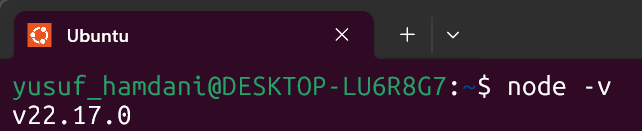 Menampilkan versi nodeJS dari perintah node -v